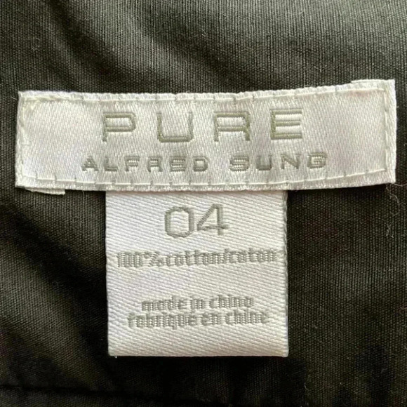 Vintage Alfred Sung Pleated A-Line Skirt 100% Cotton  Lined Black Size 4 - Picture 14 of 15